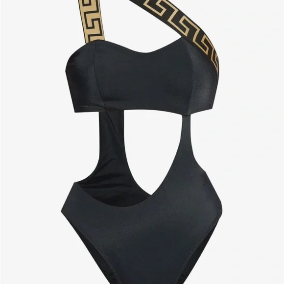 Versace Black and Gold Cut-Out One-Piece Swimsuit - Picture 2 of 9